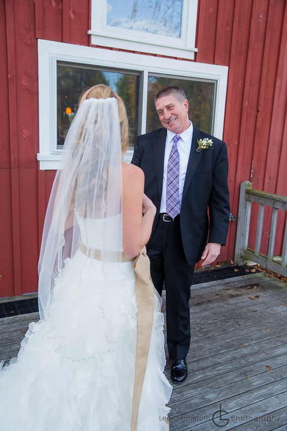 First look with Father - Alysons Orchard wedding by New England Wedding Photographer Lee Germeroth Photography