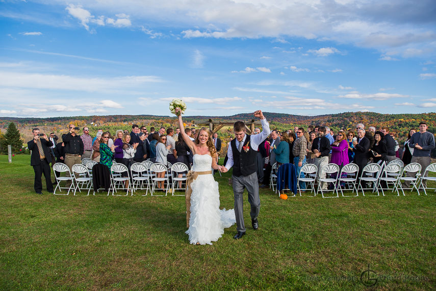 Walking down aisle cheer - Alysons Orchard wedding by New England Wedding Photographer Lee Germeroth Photography