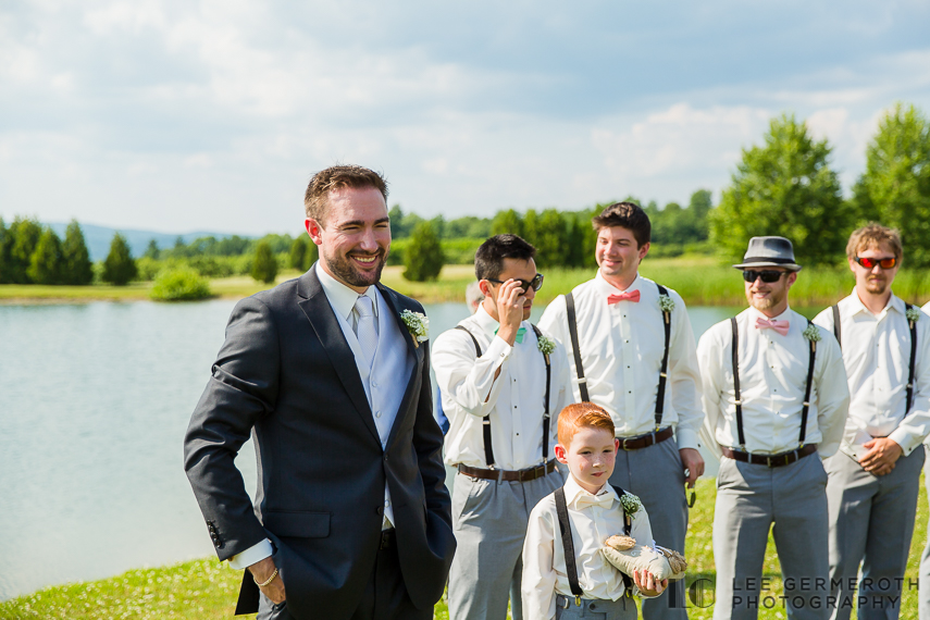 Groom First Look - Alyson's Orchard Wedding Photography by Lee Germeroth Photography