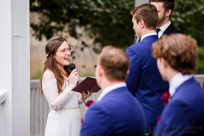 Reading Vows at Ceremony -- Belknap Mill Wedding Photography by Lee Germeroth Photography