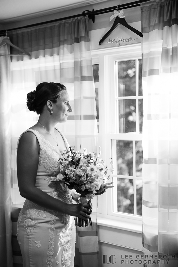 Bride before ceremony - The Barn at the Bellows Walpole Inn Wedding Photography by Lee Germeroth Photography