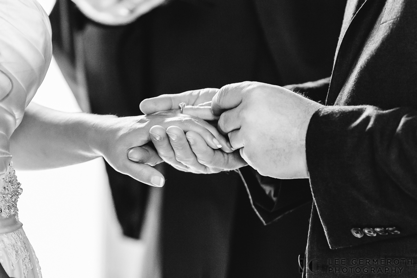 Bride and Groom exchanging rings -- Grand View Inn Resort Jaffrey NH by Lee Germeroth Photography