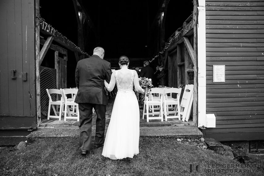 Bride walking down the aisle -- Inn at Valley Farms Walpole NH Wedding by Lee Germeroth Photography