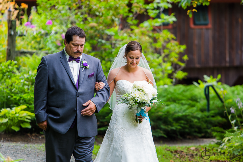 Walking down the aisle Photo at Stonewall Farm in Keene NH by Wedding Photographer Lee Germeroth