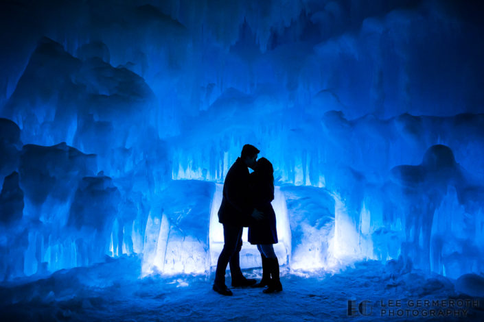 Ice Castles Lincoln NH Proposal Photography Session by Lee Germeroth Photography
