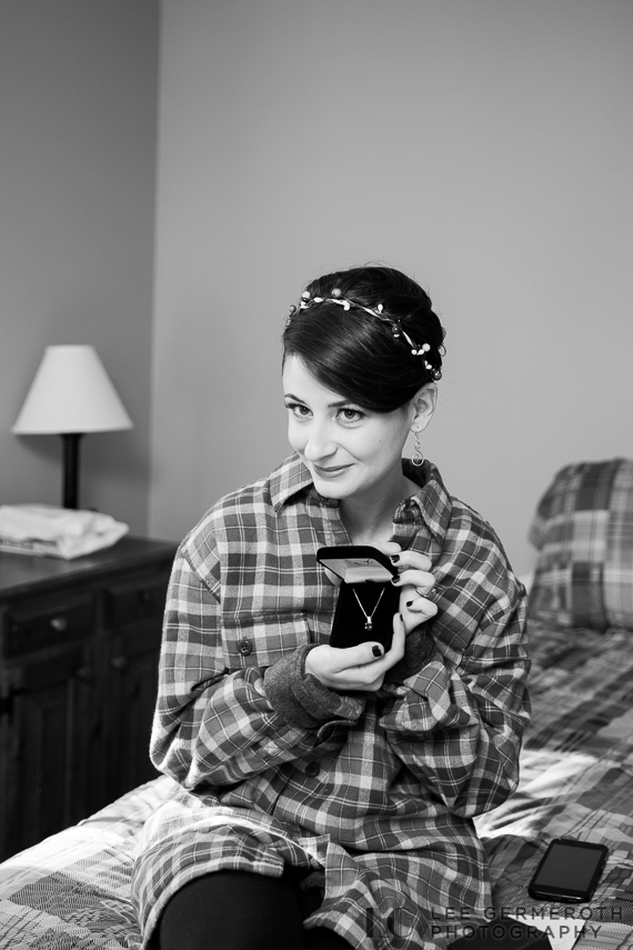 Bride opening gift -- Londonderry Wedding Photography by Lee Germeroth Photography