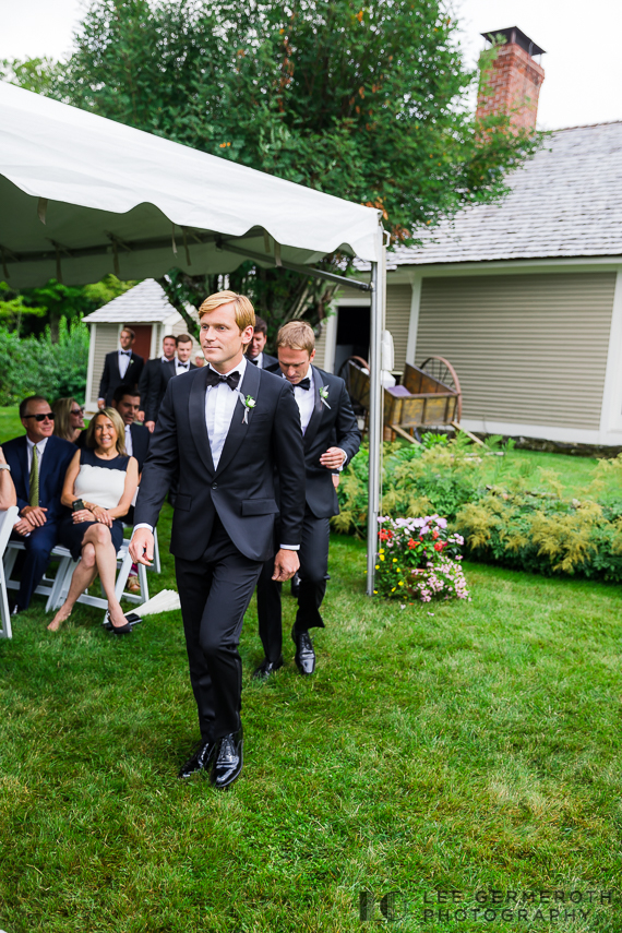 Groom walking down to ceremony -- Nelson NH Luxury Wedding Lee Germeroth Photography