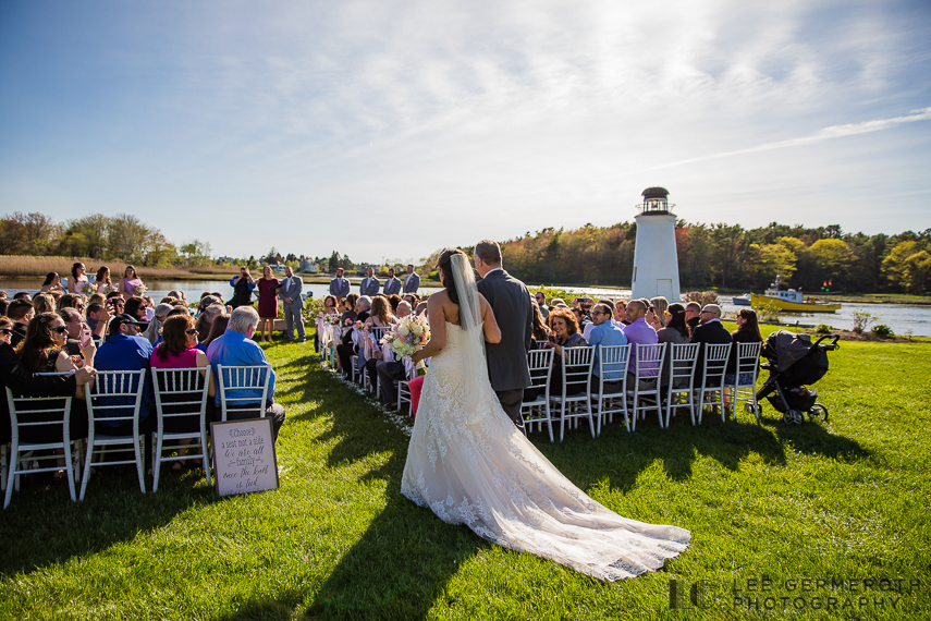 Walking down aisle -- Nonantum Resort Kennebunkport Maine Wedding by Lee Germeroth Photography
