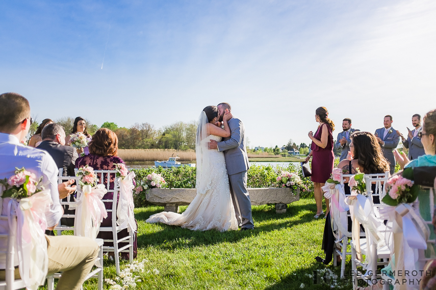 First Kiss -- Nonantum Resort Kennebunkport Maine Wedding by Lee Germeroth Photography