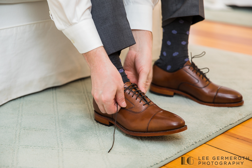 Groom shoe detail -- Nubble Lighthouse Intimate Wedding by Lee Germeroth Photography