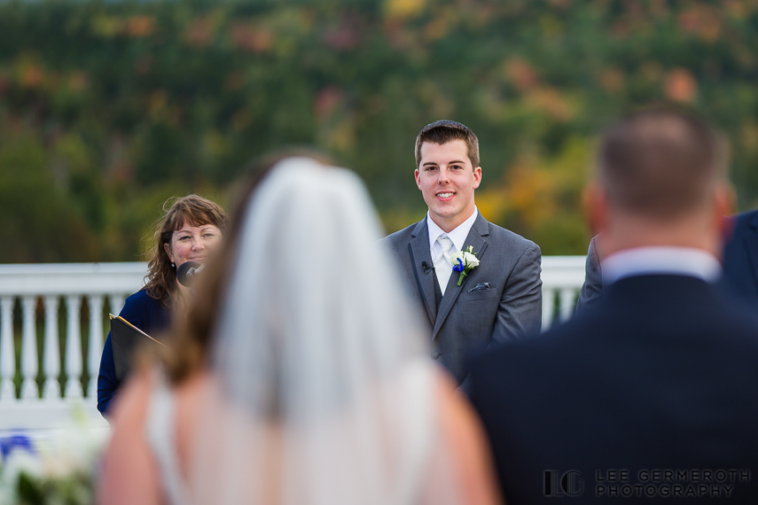 Grooms first look at bride -- Omni Mount Washington Resort Wedding Photography by Lee Germeroth Photography