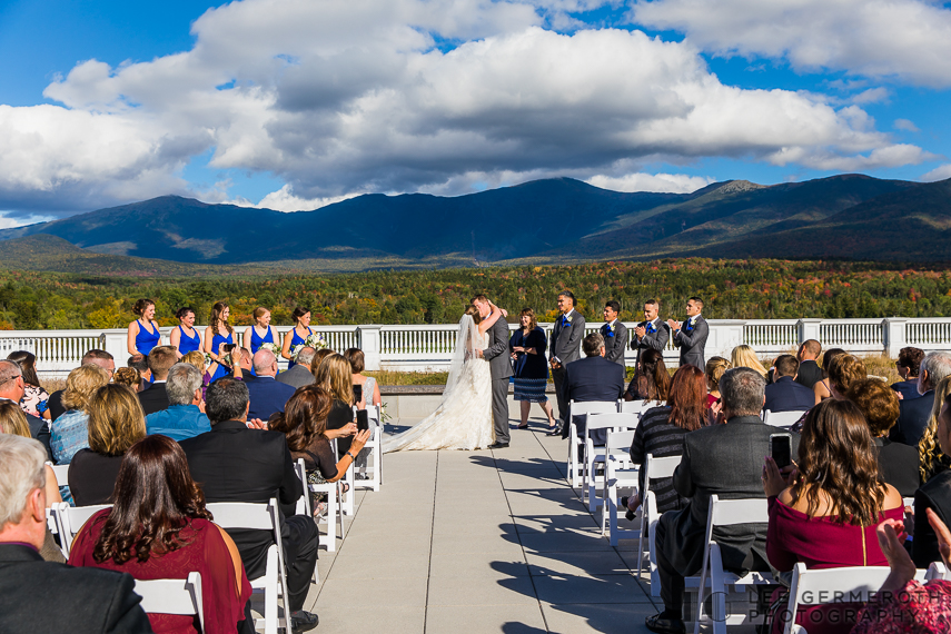 First kiss -- Omni Mount Washington Resort Wedding Photography by Lee Germeroth Photography
