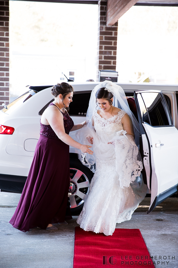 Bride arriving -- Portsmouth NH Ceremony & Andover Country Club Wedding by Lee Germeroth Photography
