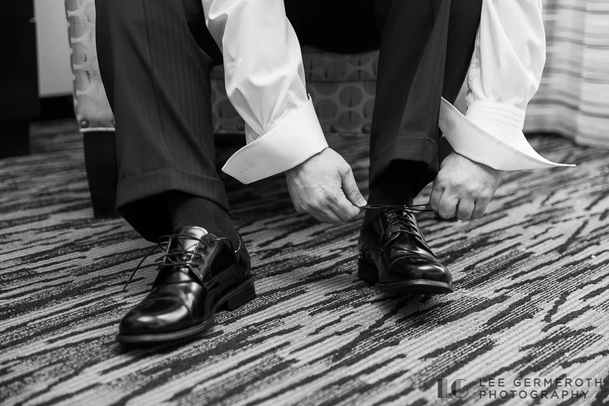 Groom Tying Shoe - Stonewall Farm Wedding by Lee Germeroth Photography