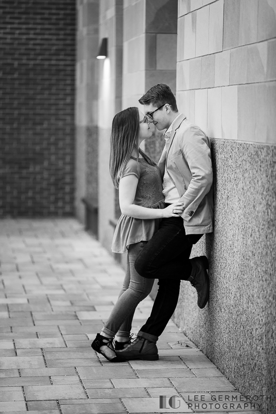 Kat & Trev looking at each other -- UNH Durham NH Engagement Session by Lee Germeroth Photography