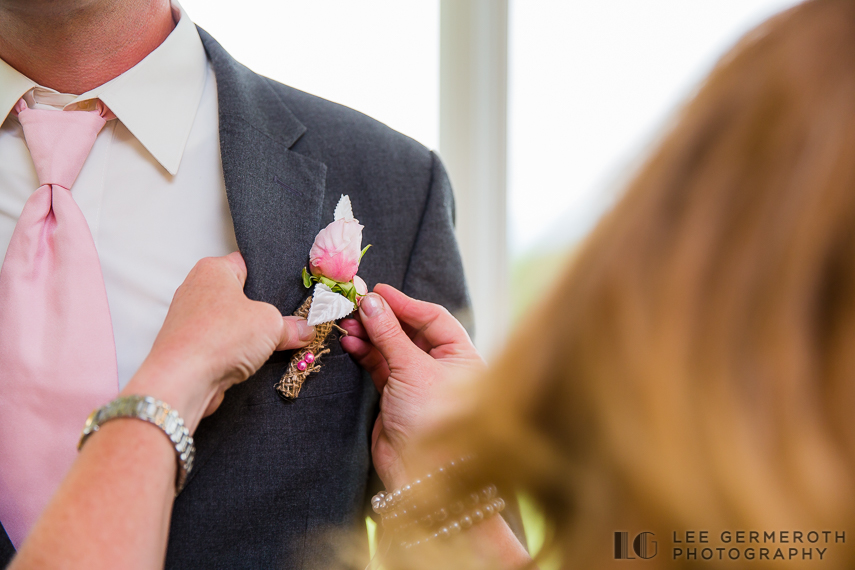 Pinning Boutonniere - Walpole New Hampshire Wedding by Lee Germeroth Photography