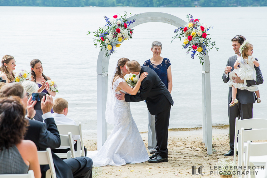 First Kiss - Woodbound Inn Rindge Wedding by Lee Germeroth Photography